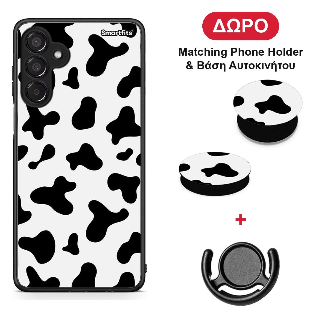 Cow Print - Samsung Galaxy M15 θήκη + Δώρο Phone Holder & Βάση Αυτοκινήτου