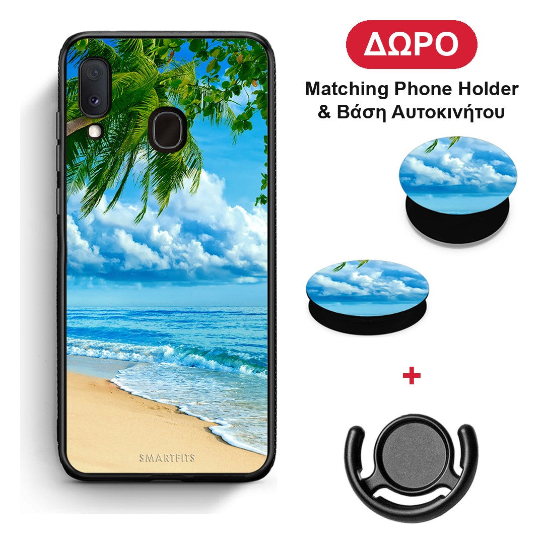 Beautiful Beach - Samsung Galaxy M20 θήκη + Δώρο Phone Holder & Βάση Αυτοκινήτου