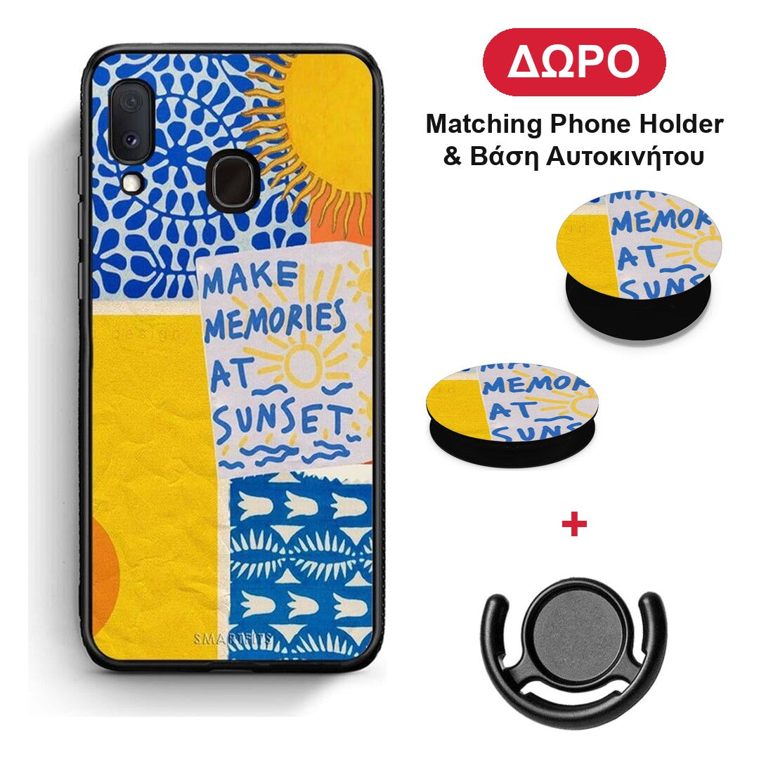 Sunset Memories - Samsung Galaxy M20 θήκη + Δώρο Phone Holder & Βάση Αυτοκινήτου