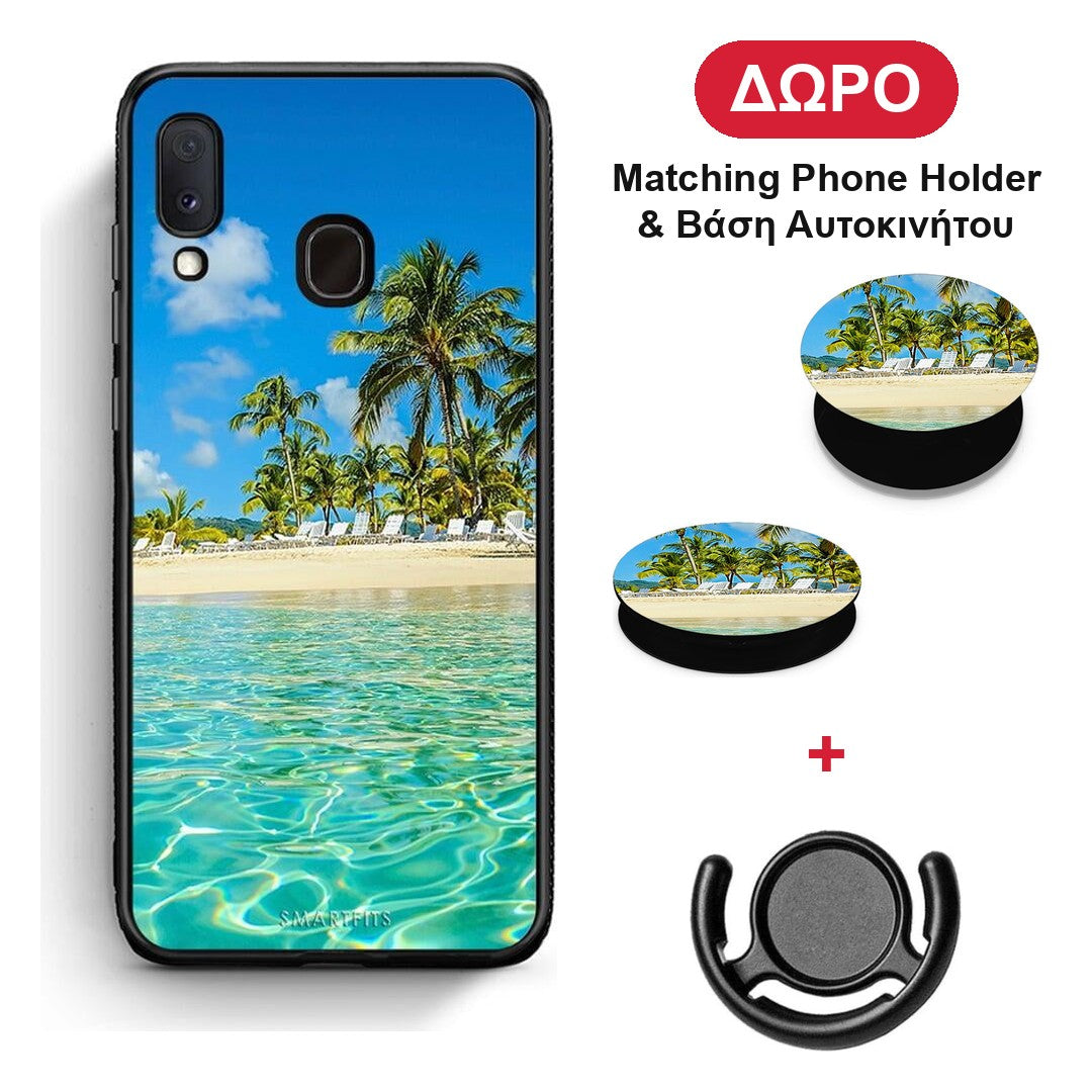 Tropical Vibes - Samsung Galaxy M20 θήκη + Δώρο Phone Holder & Βάση Αυτοκινήτου