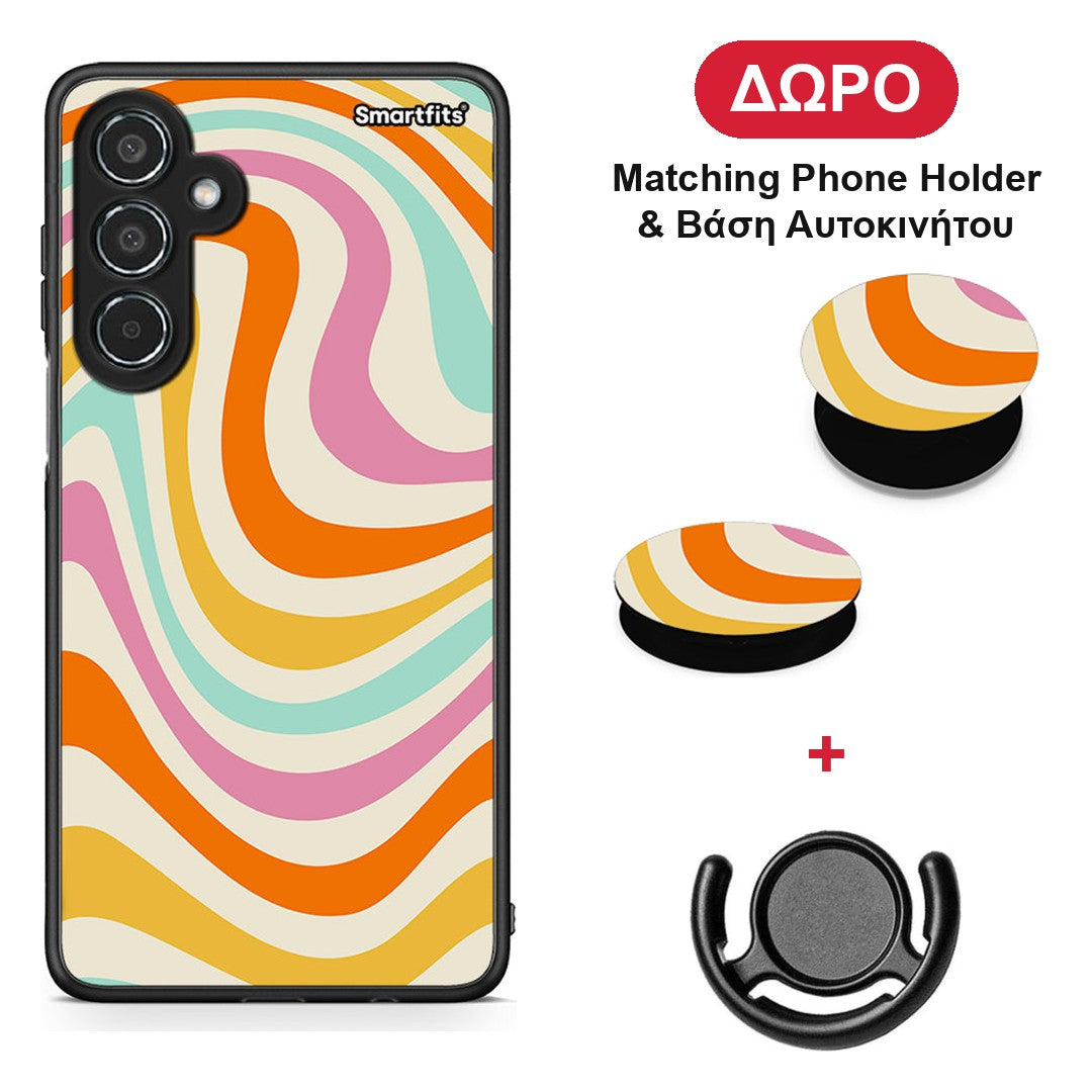 Colourful Waves - Samsung Galaxy M35 5G θήκη + Δώρο Phone Holder & Βάση Αυτοκινήτου
