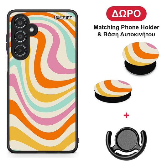 Colourful Waves - Samsung Galaxy M35 5G θήκη + Δώρο Phone Holder & Βάση Αυτοκινήτου