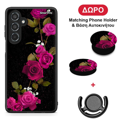 Flower Red Roses - Samsung Galaxy M35 5G θήκη + Δώρο Phone Holder & Βάση Αυτοκινήτου