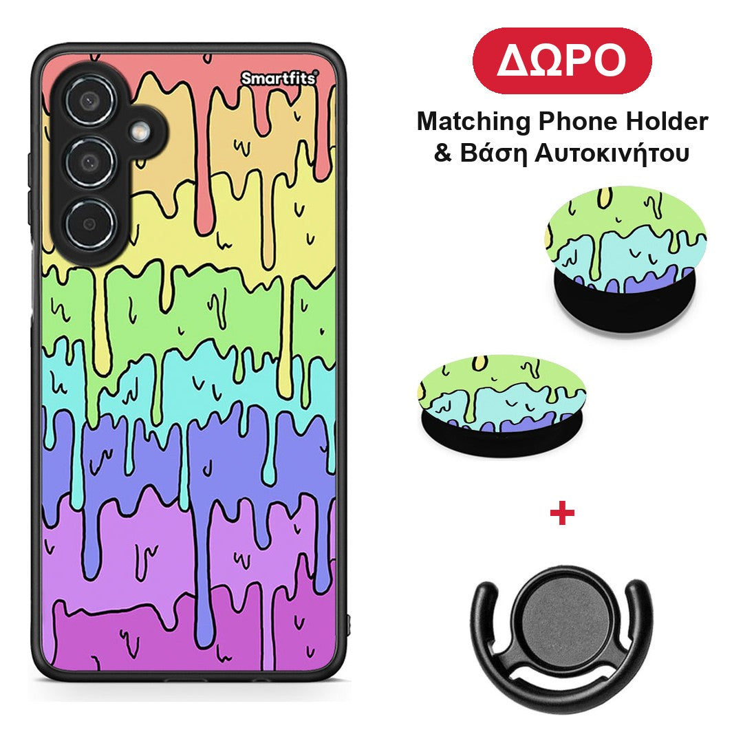 Melting Rainbow - Samsung Galaxy M35 5G θήκη + Δώρο Phone Holder & Βάση Αυτοκινήτου