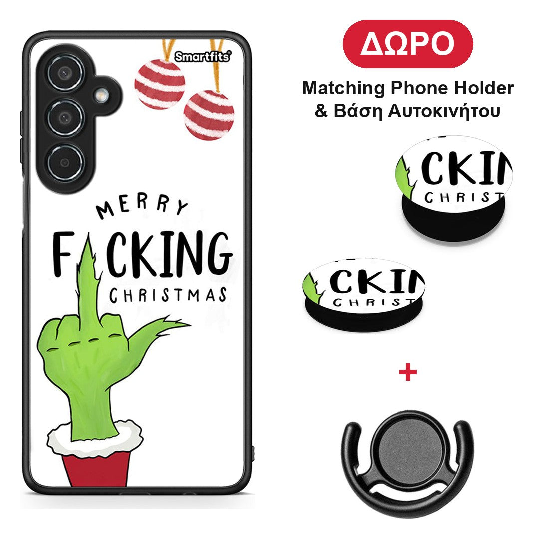 Merry F Xmas - Samsung Galaxy M35 5G θήκη + Δώρο Phone Holder & Βάση Αυτοκινήτου