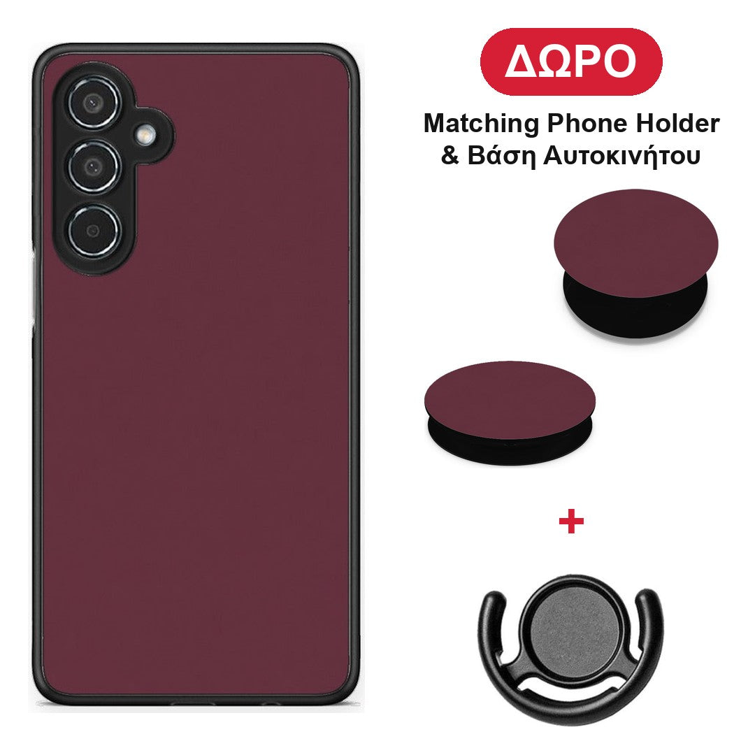Muted Burgundy - Samsung Galaxy M35 5G θήκη + Δώρο Phone Holder & Βάση Αυτοκινήτου
