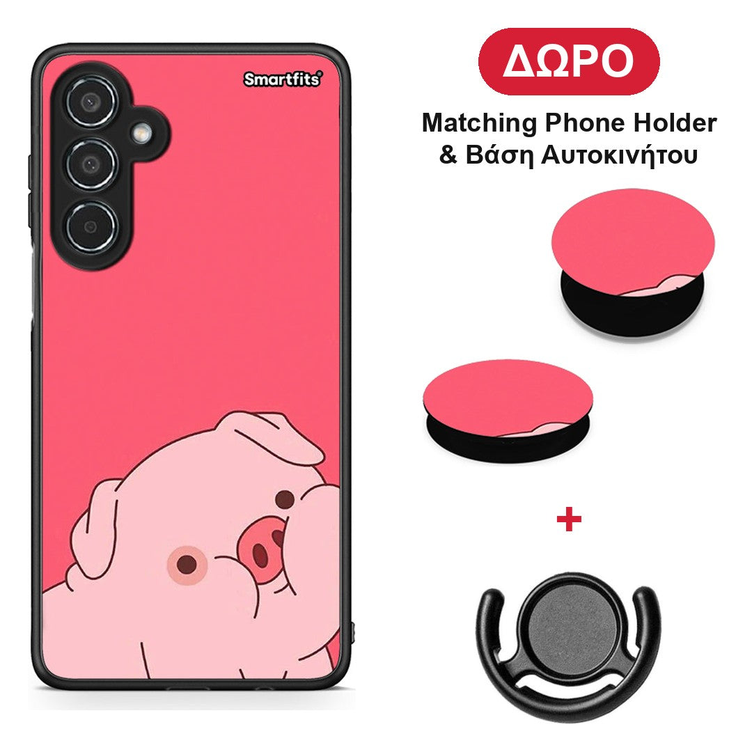 Pig Love 1 - Samsung Galaxy M35 5G θήκη + Δώρο Phone Holder & Βάση Αυτοκινήτου