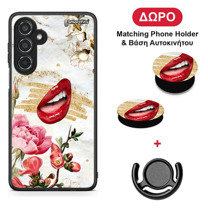 Red Lips - Samsung Galaxy M35 5G θήκη + Δώρο Phone Holder & Βάση Αυτοκινήτου