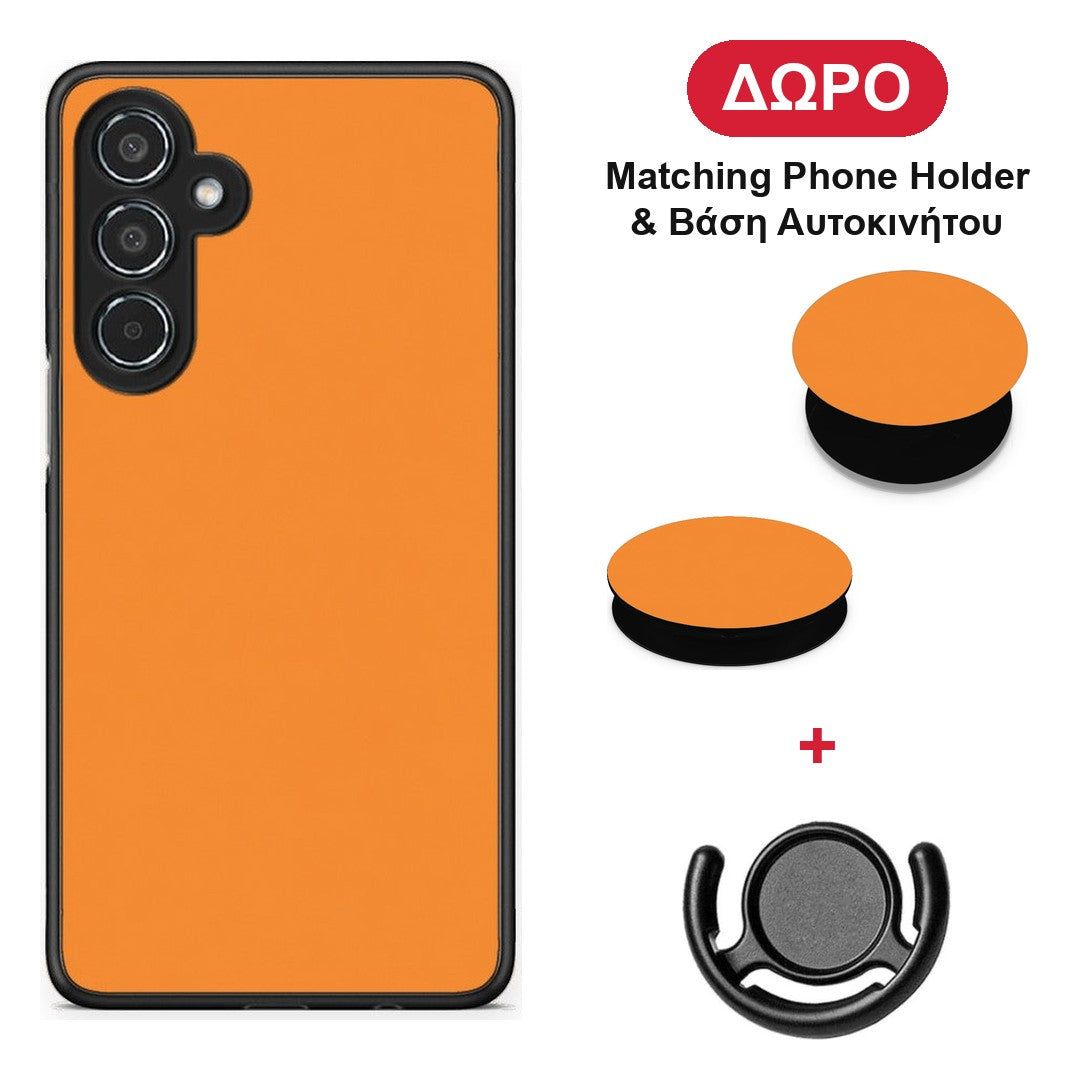 Tangerine Orange - Samsung Galaxy M35 5G θήκη + Δώρο Phone Holder & Βάση Αυτοκινήτου