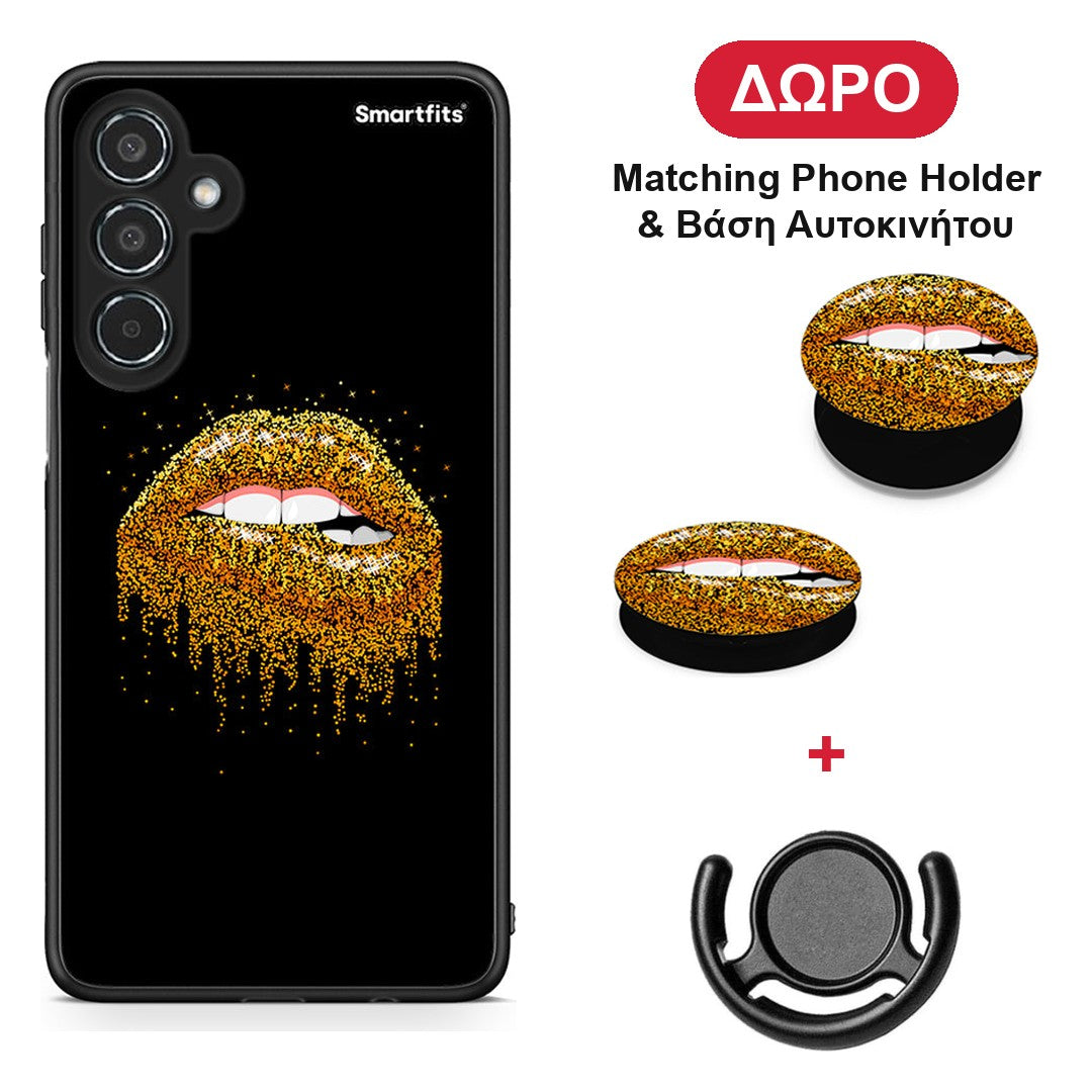 Valentine Golden - Samsung Galaxy M35 5G θήκη + Δώρο Phone Holder & Βάση Αυτοκινήτου