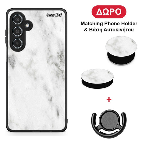 Marble White - Samsung Galaxy M35 5G θήκη + Δώρο Phone Holder & Βάση Αυτοκινήτου