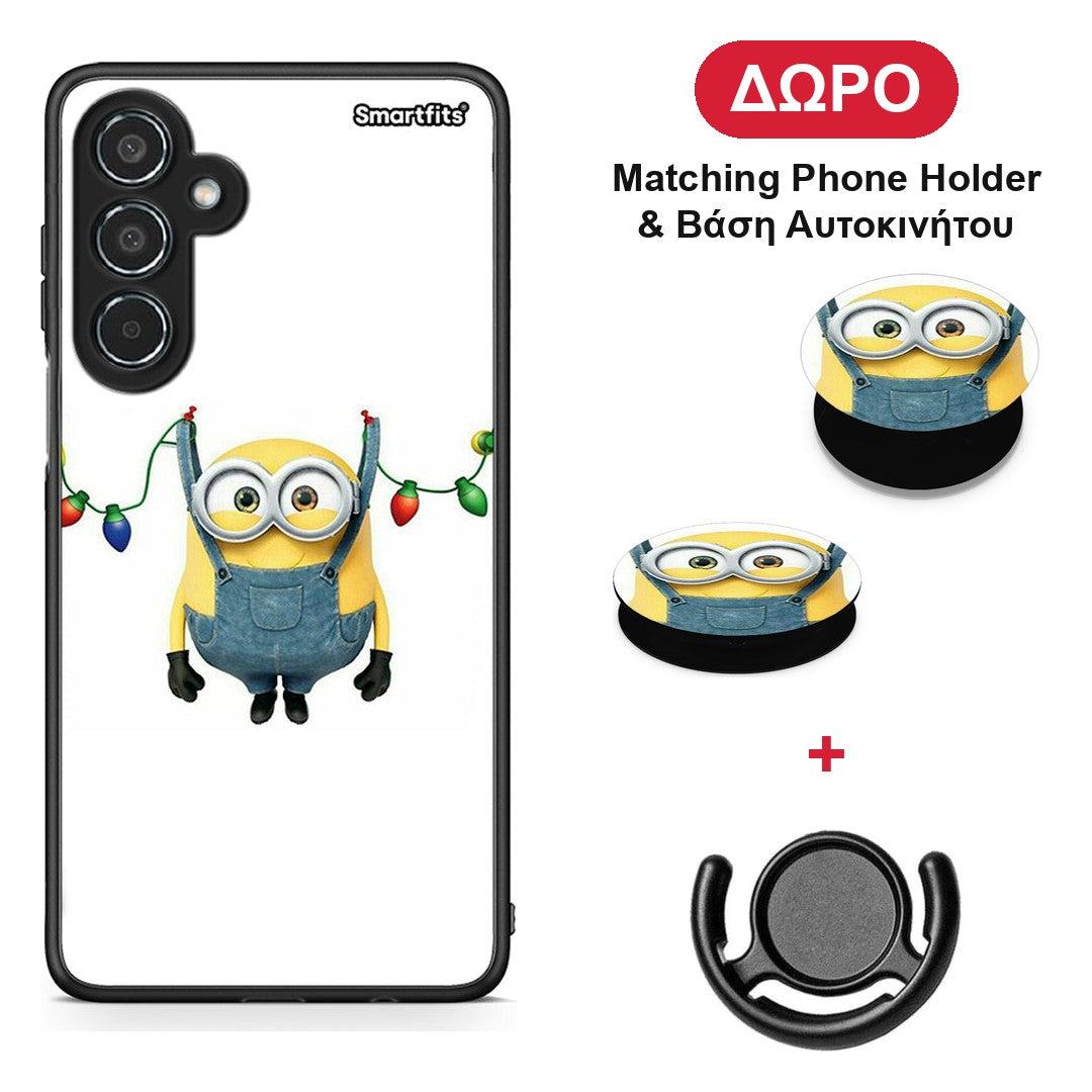 Xmas Minion Lights - Samsung Galaxy M35 5G θήκη + Δώρο Phone Holder & Βάση Αυτοκινήτου