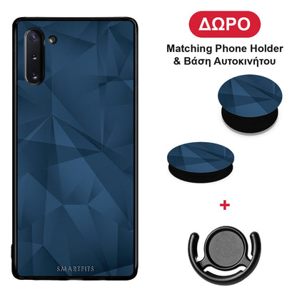 Geometric Blue Abstract - Samsung Galaxy Note 10 θήκη + Δώρο Phone Holder & Βάση Αυτοκινήτου