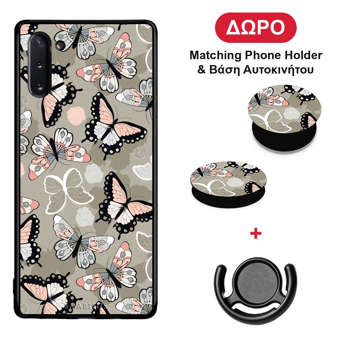 Boho Butterflies - Samsung Galaxy Note 10 θήκη + Δώρο Phone Holder & Βάση Αυτοκινήτου