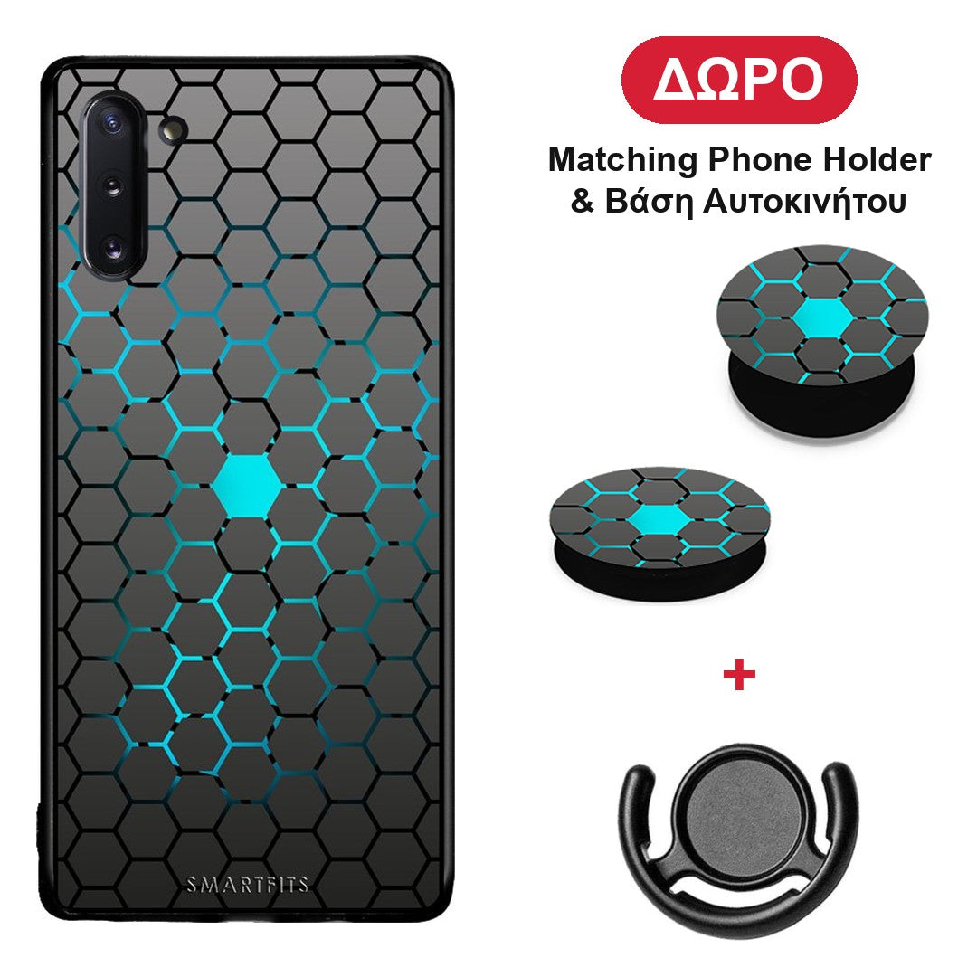Geometric Hexagonal - Samsung Galaxy Note 10 θήκη + Δώρο Phone Holder & Βάση Αυτοκινήτου