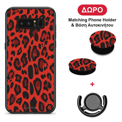 Animal Red Leopard - Samsung Galaxy Note 8 θήκη + Δώρο Phone Holder & Βάση Αυτοκινήτου