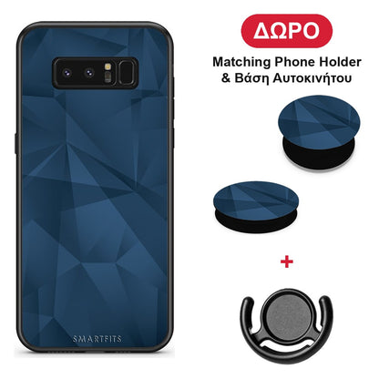 Geometric Blue Abstract - Samsung Galaxy Note 8 θήκη + Δώρο Phone Holder & Βάση Αυτοκινήτου