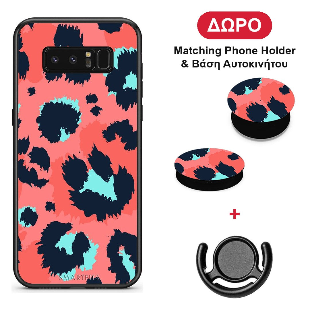 Animal Pink Leopard - Samsung Galaxy Note 8 θήκη + Δώρο Phone Holder & Βάση Αυτοκινήτου
