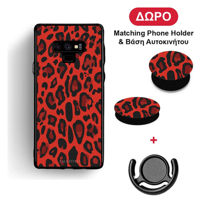 Animal Red Leopard - Samsung Galaxy Note 9 θήκη + Δώρο Phone Holder & Βάση Αυτοκινήτου