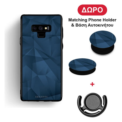 Geometric Blue Abstract - Samsung Galaxy Note 9 θήκη + Δώρο Phone Holder & Βάση Αυτοκινήτου