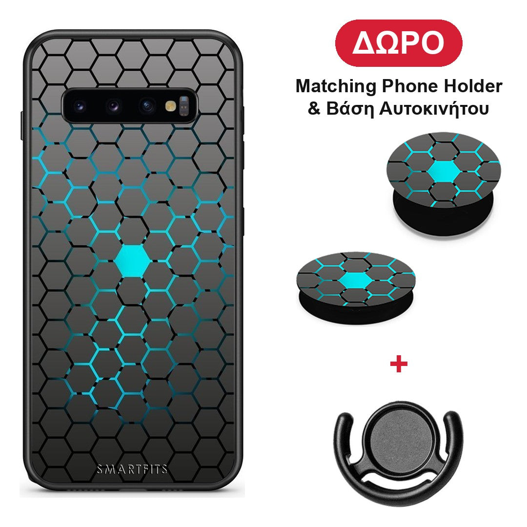 Geometric Hexagonal - Samsung Galaxy S10 θήκη + Δώρο Phone Holder & Βάση Αυτοκινήτου