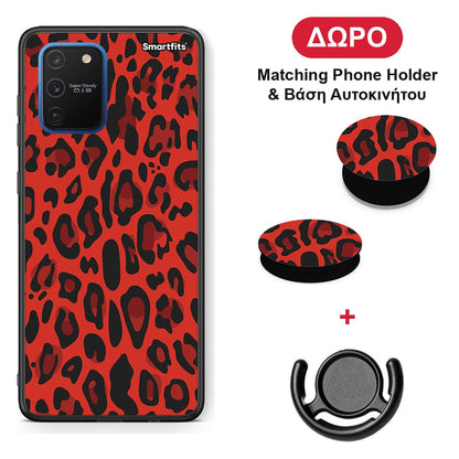 Animal Red Leopard - Samsung Galaxy S10 Lite θήκη + Δώρο Phone Holder & Βάση Αυτοκινήτου