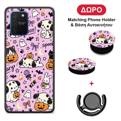 Halloween Puppies and Friends on Lilac - Samsung Galaxy S10 Lite θήκη + Δώρο Phone Holder & Βάση Αυτοκινήτου