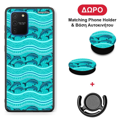 Swimming Dolphins - Samsung Galaxy S10 Lite θήκη + Δώρο Phone Holder & Βάση Αυτοκινήτου