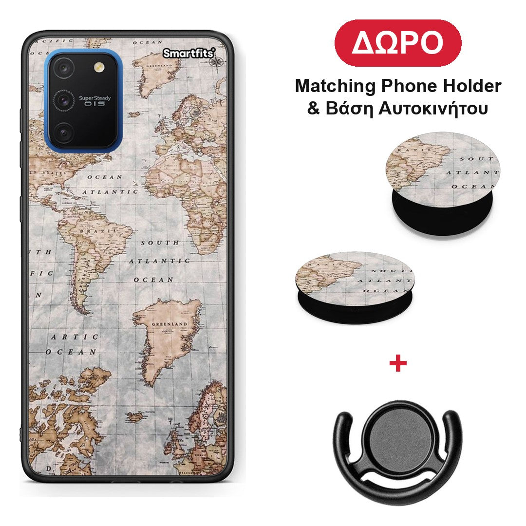 World Map - Samsung Galaxy S10 Lite θήκη + Δώρο Phone Holder & Βάση Αυτοκινήτου