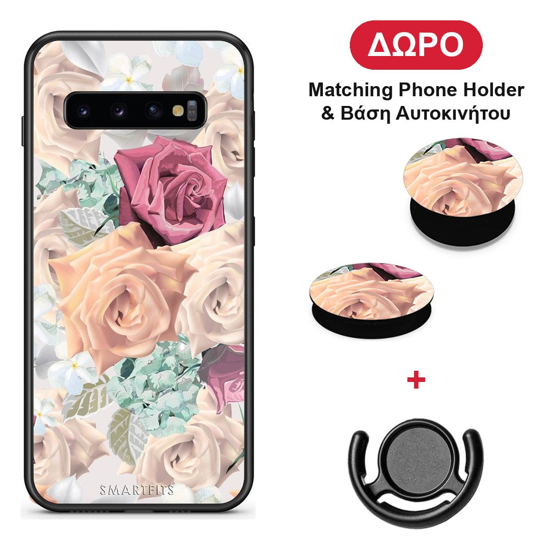 Floral Bouquet - Samsung Galaxy S10+ θήκη + Δώρο Phone Holder & Βάση Αυτοκινήτου