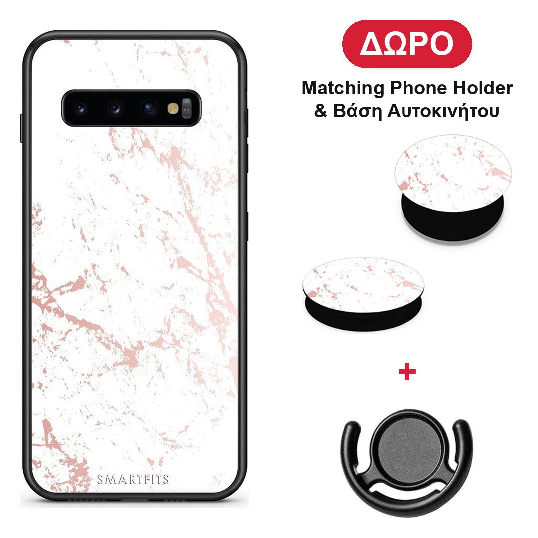 Marble Pink Splash - Samsung Galaxy S10+ θήκη + Δώρο Phone Holder & Βάση Αυτοκινήτου