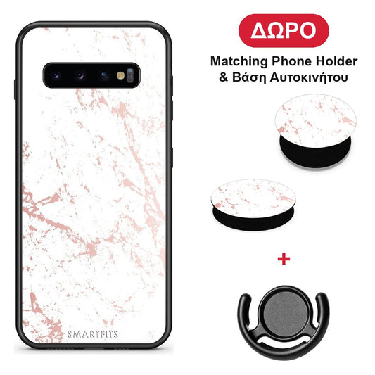 Marble Pink Splash - Samsung Galaxy S10+ θήκη + Δώρο Phone Holder & Βάση Αυτοκινήτου