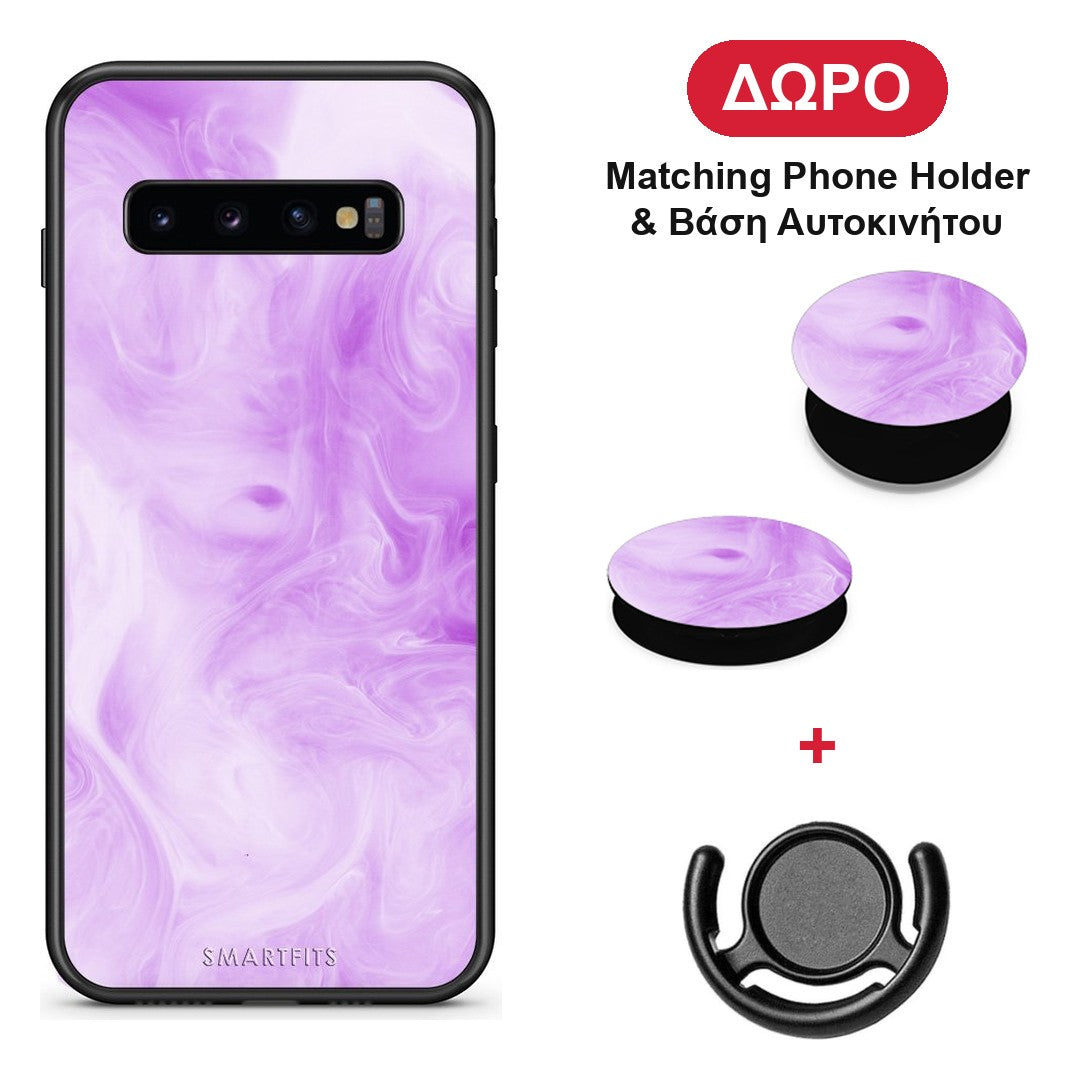 Watercolor Lavender - Samsung Galaxy S10+ θήκη + Δώρο Phone Holder & Βάση Αυτοκινήτου