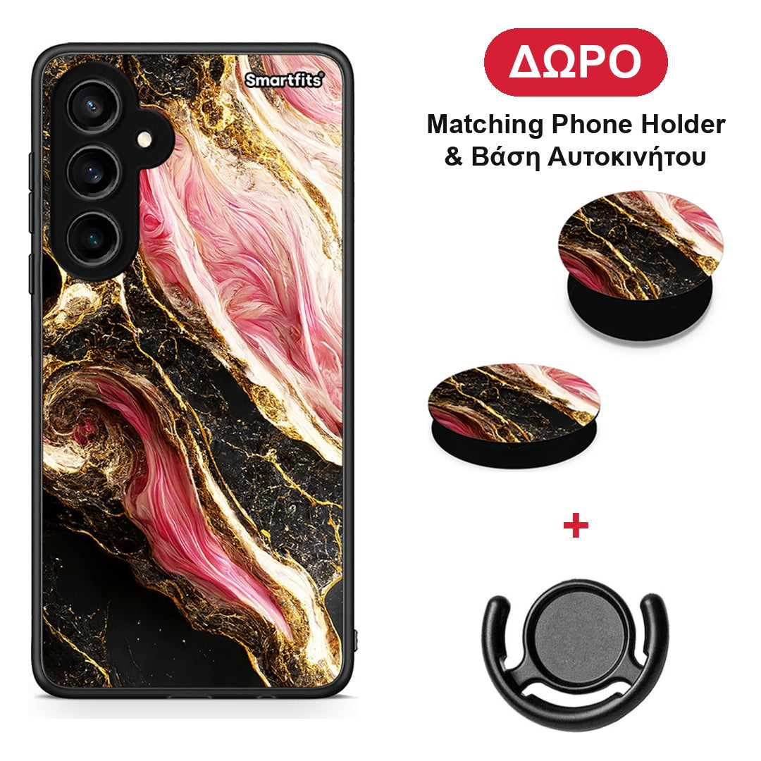 Glamorous Pink Marble - Samsung Galaxy S23 FE θήκη + Δώρο Phone Holder & Βάση Αυτοκινήτου