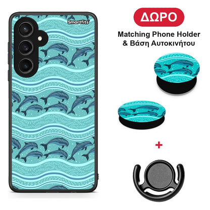 Swimming Dolphins - Samsung Galaxy S23 FE θήκη + Δώρο Phone Holder & Βάση Αυτοκινήτου
