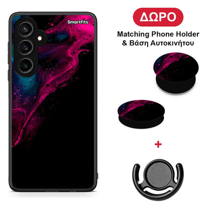 Watercolor Pink Black - Samsung Galaxy S23 FE θήκη + Δώρο Phone Holder & Βάση Αυτοκινήτου
