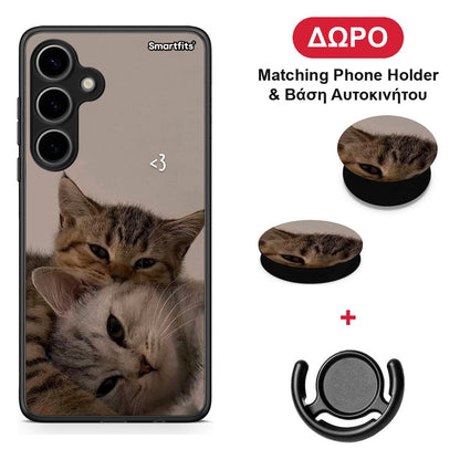 Cats In Love - Samsung Galaxy S24 Plus θήκη + Δώρο Phone Holder & Βάση Αυτοκινήτου
