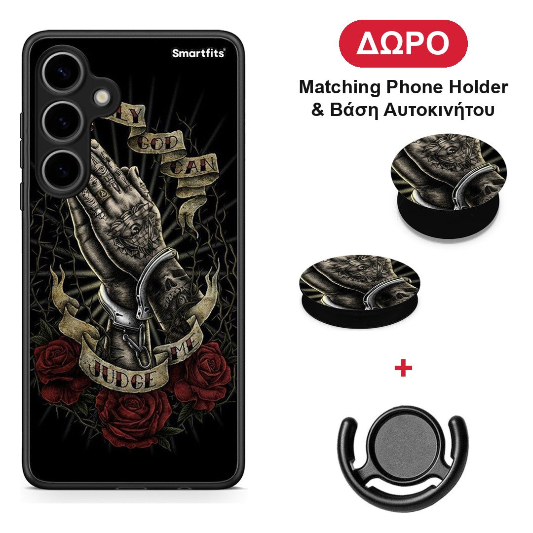 Judge By God - Samsung Galaxy S24 Plus θήκη + Δώρο Phone Holder & Βάση Αυτοκινήτου