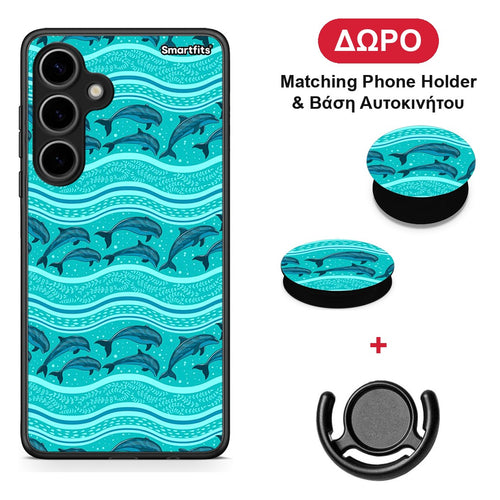 Swimming Dolphins - Samsung Galaxy S24 Plus θήκη + Δώρο Phone Holder & Βάση Αυτοκινήτου