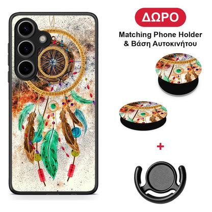 Boho DreamCatcher - Samsung Galaxy S25 θήκη + Δώρο Phone Holder & Βάση Αυτοκινήτου