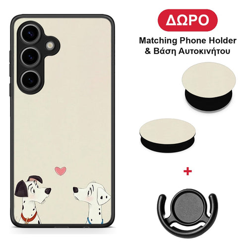 Dalmatians Love - Samsung Galaxy S25 θήκη + Δώρο Phone Holder & Βάση Αυτοκινήτου