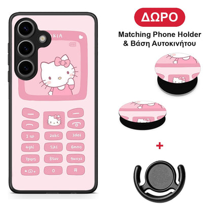 Hello Kitten - Samsung Galaxy S25 θήκη + Δώρο Phone Holder & Βάση Αυτοκινήτου