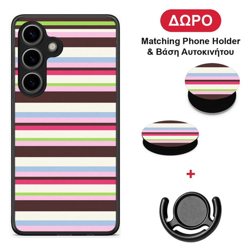 Multicolour Horizontal Stripes - Samsung Galaxy S25 θήκη + Δώρο Phone Holder & Βάση Αυτοκινήτου
