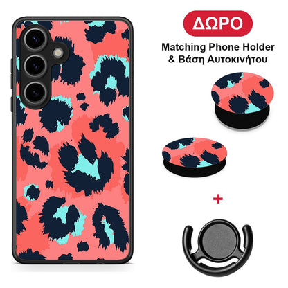 Animal Pink Leopard - Samsung Galaxy S25 θήκη + Δώρο Phone Holder & Βάση Αυτοκινήτου