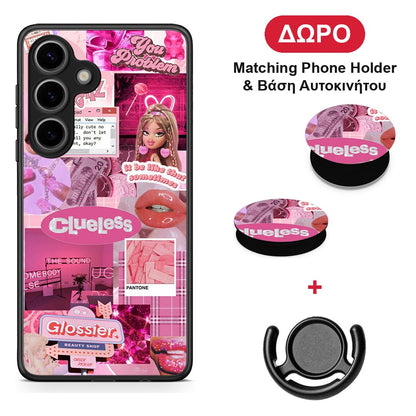 Pink Love - Samsung Galaxy S25 θήκη + Δώρο Phone Holder & Βάση Αυτοκινήτου