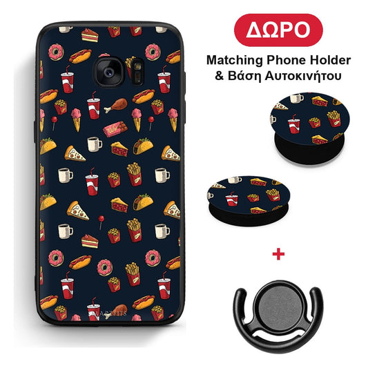 Random Hungry - Samsung Galaxy S7 θήκη + Δώρο Phone Holder & Βάση Αυτοκινήτου