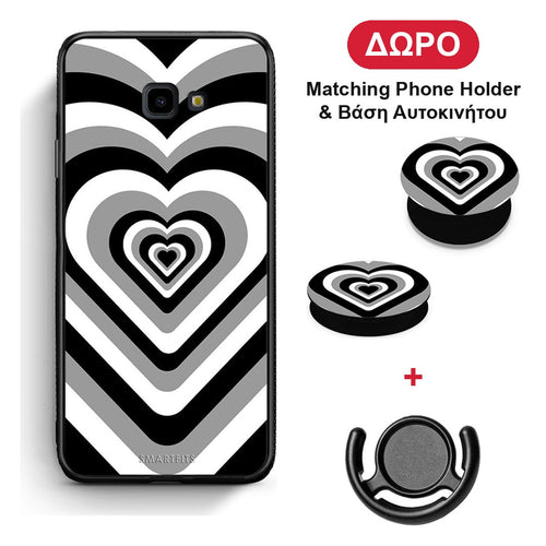 Black Hearts - Samsung Galaxy J4+ θήκη + Δώρο Phone Holder & Βάση Αυτοκινήτου