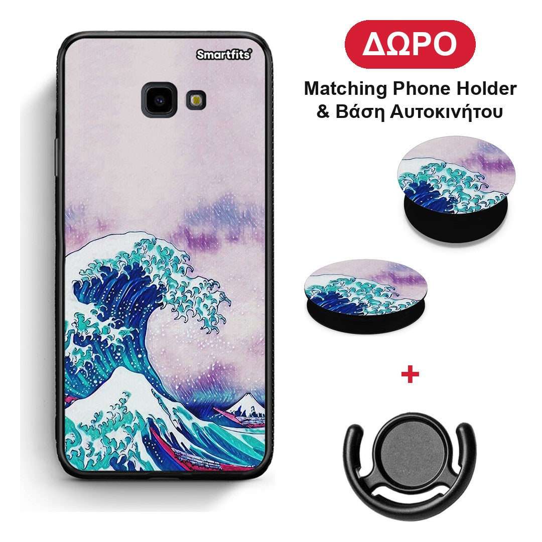 Blue Waves - Samsung Galaxy J4+ θήκη + Δώρο Phone Holder & Βάση Αυτοκινήτου