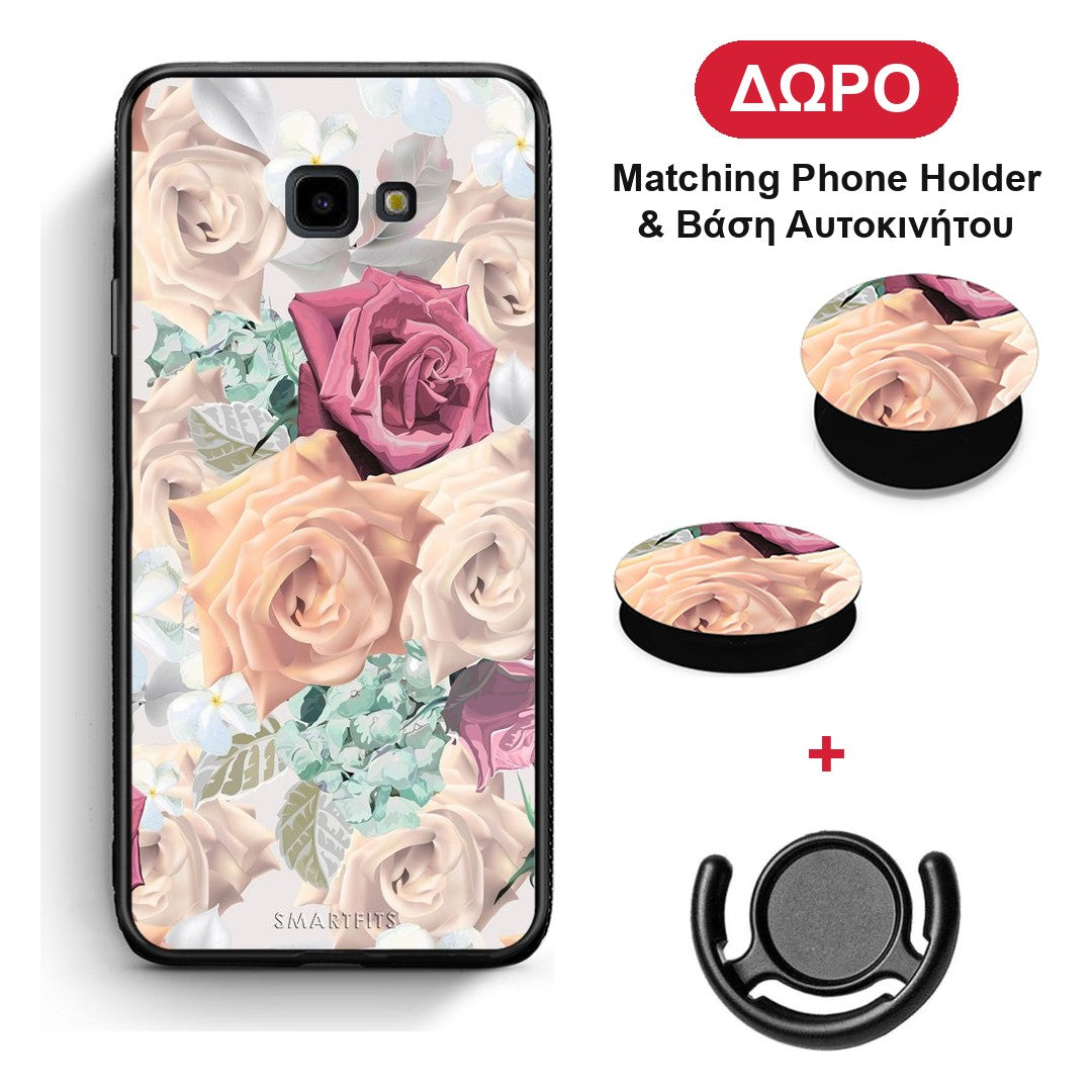 Floral Bouquet - Samsung Galaxy J4+ θήκη + Δώρο Phone Holder & Βάση Αυτοκινήτου