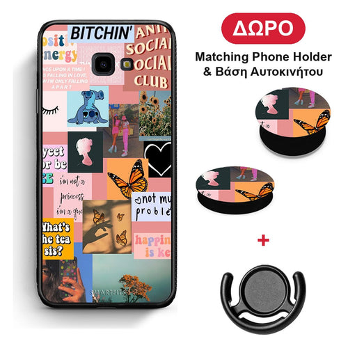 Collage Bitchin - Samsung Galaxy J4+ θήκη + Δώρο Phone Holder & Βάση Αυτοκινήτου